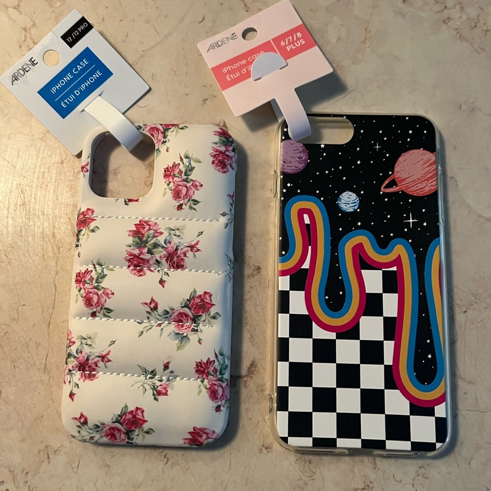 Ardene Floral and Cosmic iPhone Cases - White and Multicolor